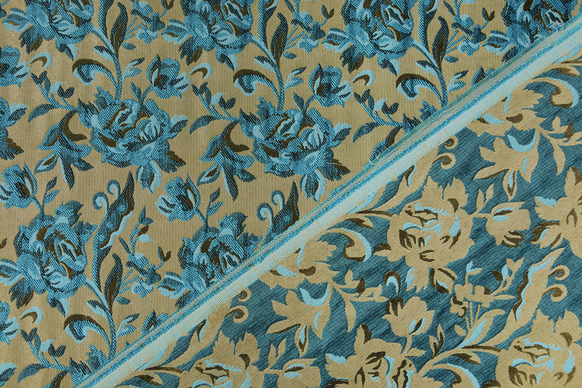 Jacquard Brokat Stoffe Constance Aqua