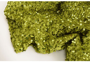 Pailletten auf Samt Moosgrün