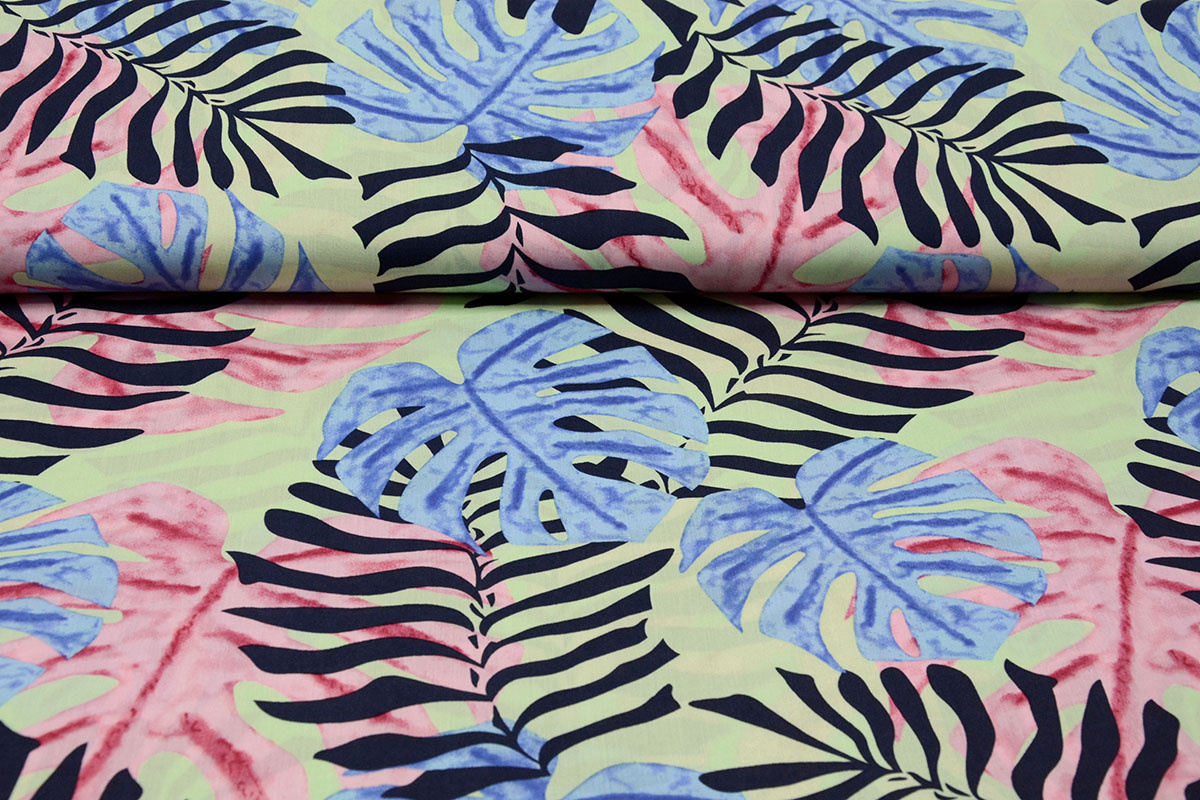 100% Viscose Congo Leaves Pastel Green