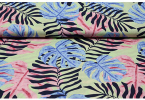 100% Viscose Congo Bladeren Pastel Groen