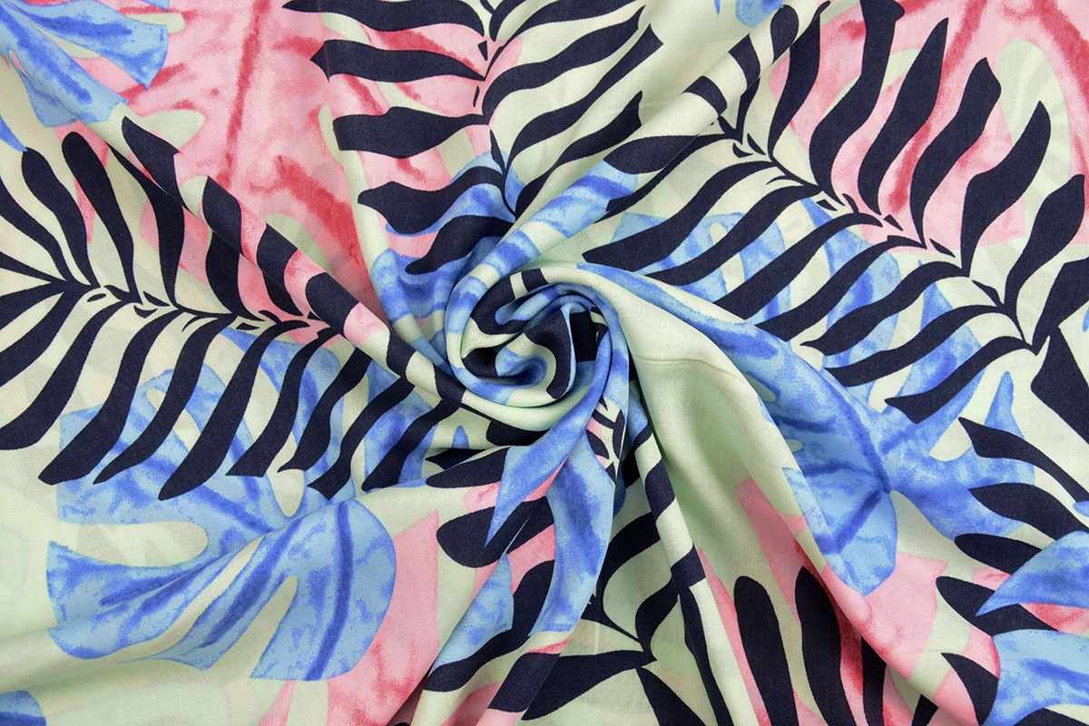 100% Viscose Congo Leaves Pastel Green