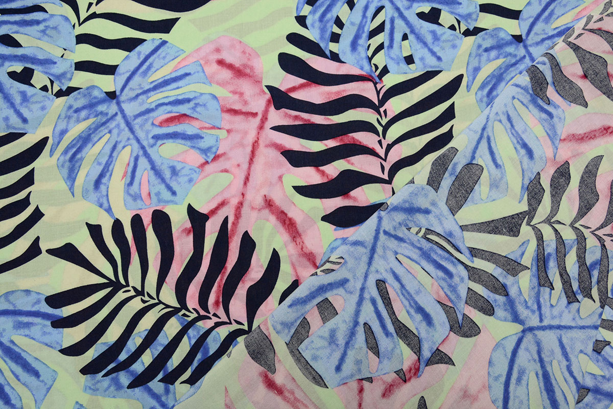 100% Viscose Congo Leaves Pastel Green