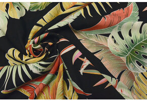 100% Viscose Hojas Zwart