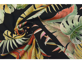 100% Viskose Hojas Schwarz