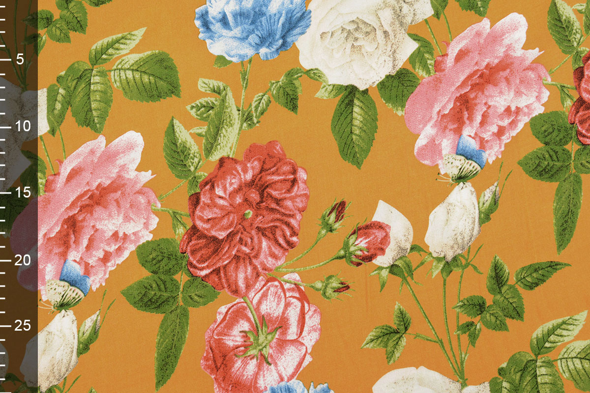 100% Viscose Sophia Vlinder op Rozen Oker