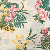 100% Viscose Amazone Bladeren Wit