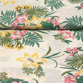 100% Viscose Amazone Bladeren Wit