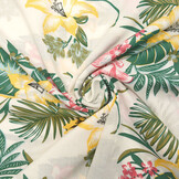 100% Viscose Amazone Leaves White