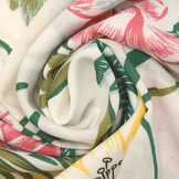 100% Viscose Amazone Leaves White