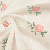 Embroidery Cotton Roses Pink
