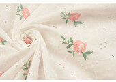 Stickerei Baumwolle Rosen Rosa