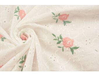 Stickerei Baumwolle Rosen Rosa