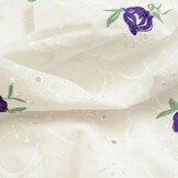 Embroidery Cotton Roses Purple
