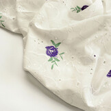 Stickerei Baumwolle Rosen Lila