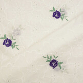 Embroidery Cotton Roses Purple