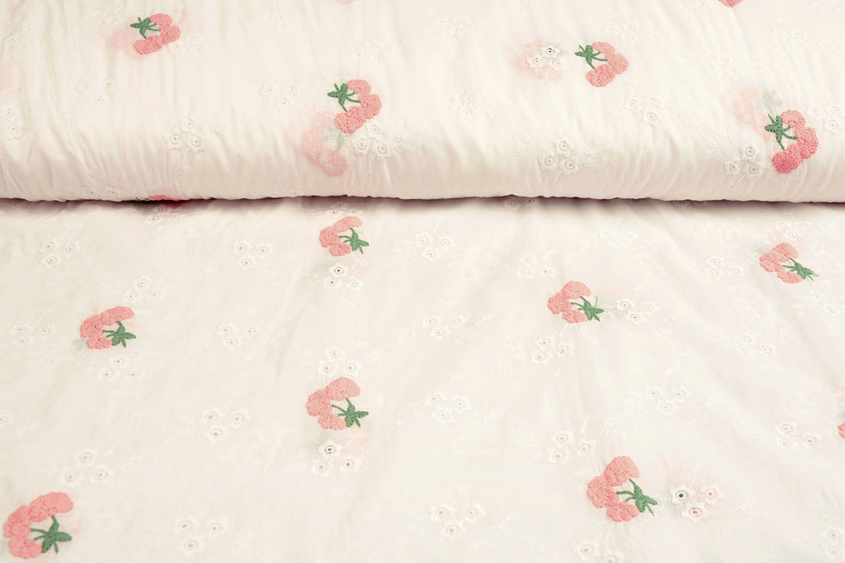 Stickerei Baumwolle Blume Kaylee Rosa