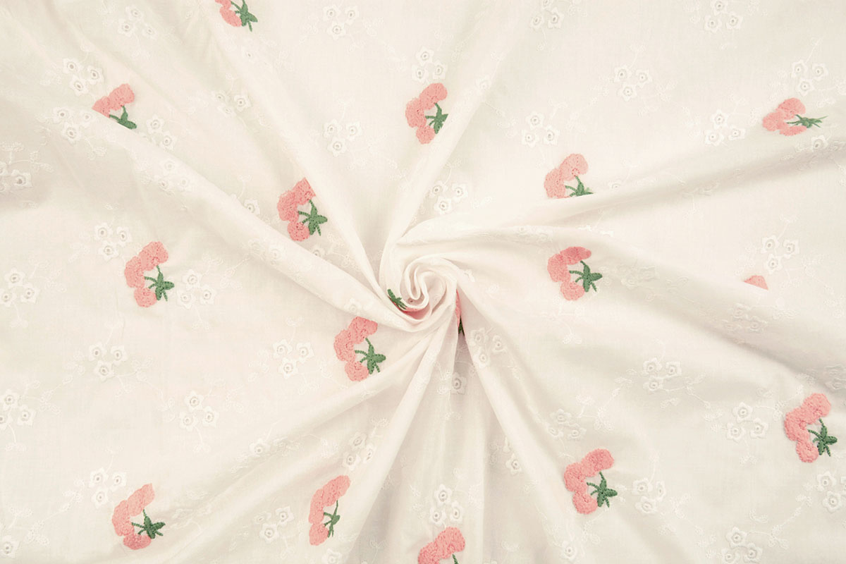 Stickerei Baumwolle Blume Kaylee Rosa