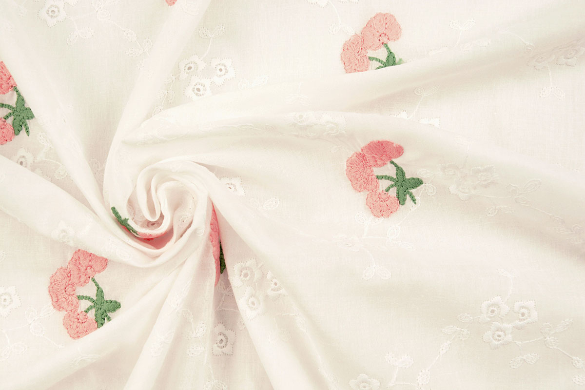 Stickerei Baumwolle Blume Kaylee Rosa