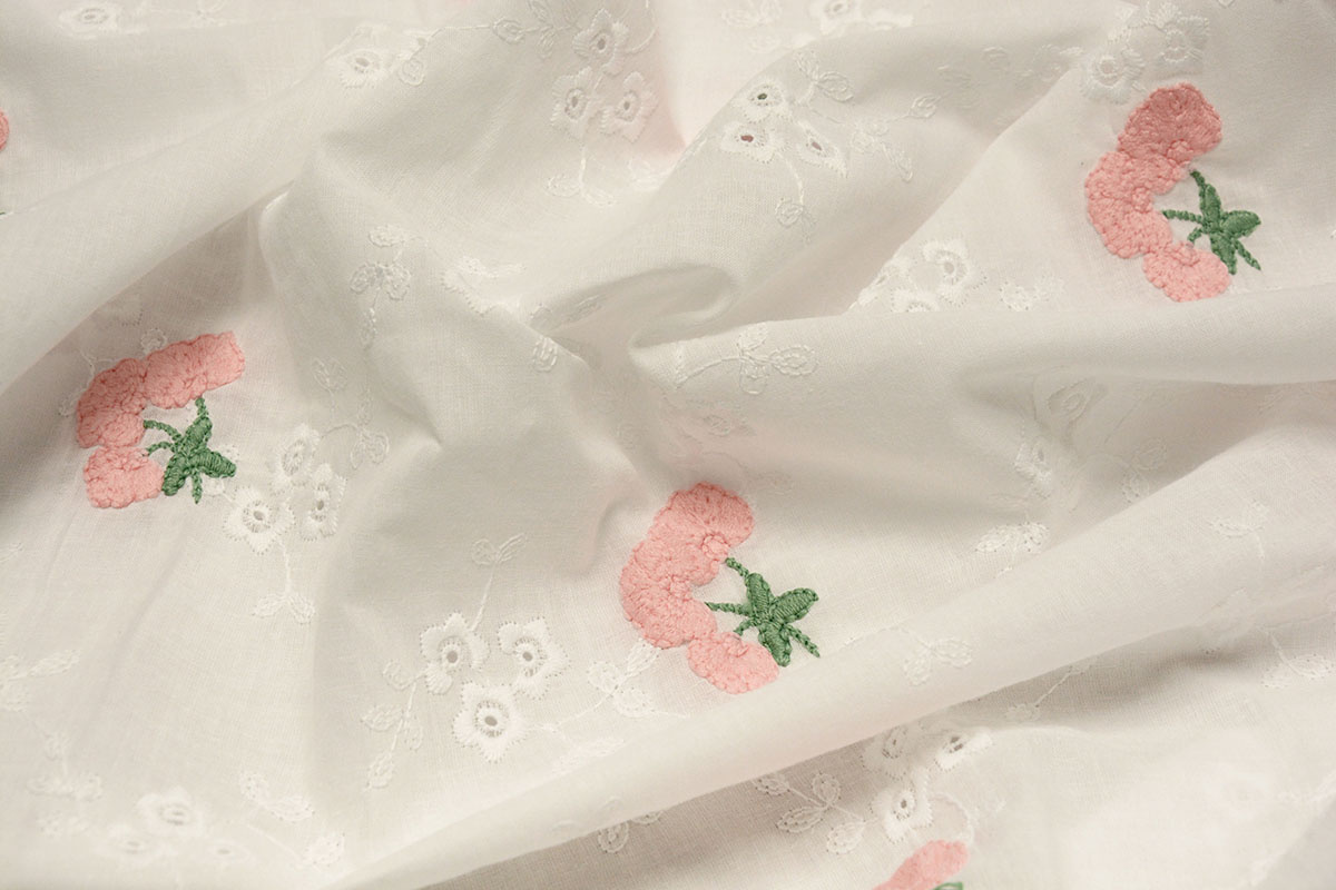 Stickerei Baumwolle Blume Kaylee Rosa