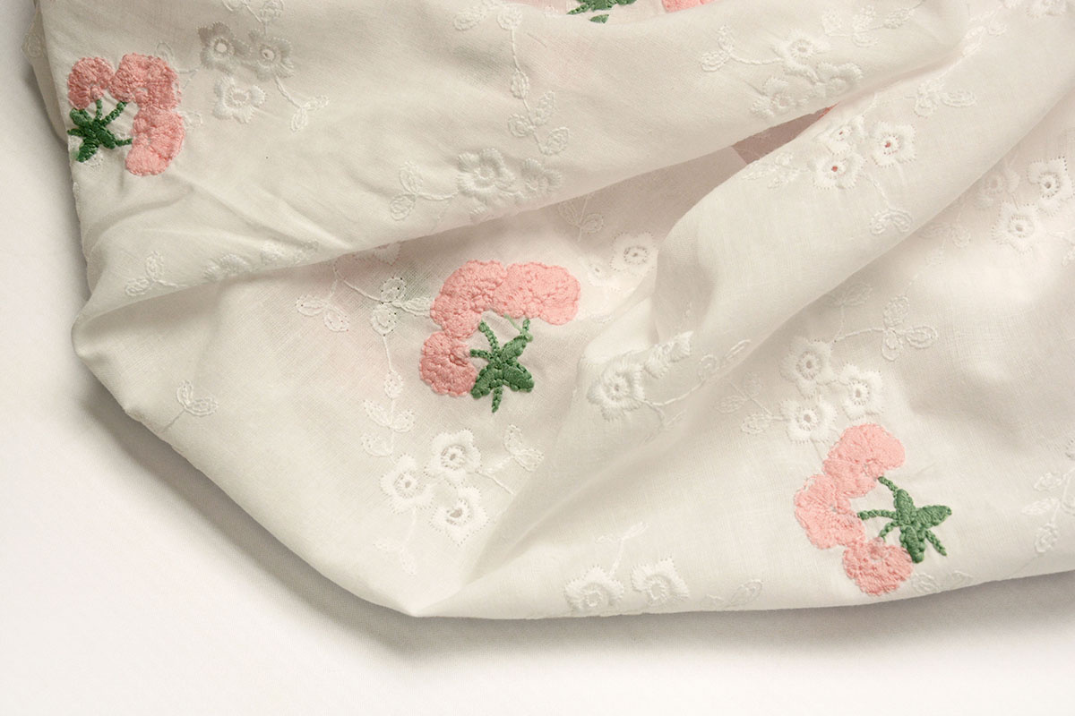 Stickerei Baumwolle Blume Kaylee Rosa