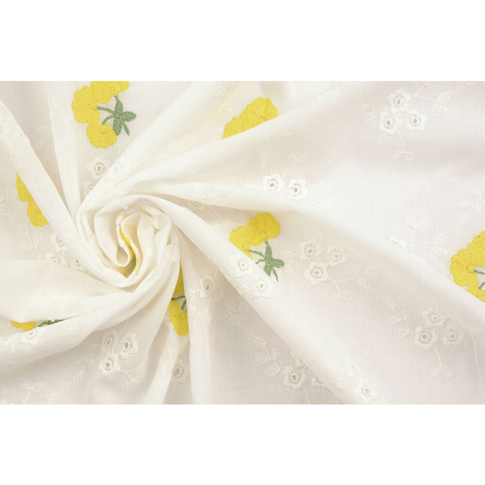 Yellow Floral Cotton Kotadoria Embroidery Dress Materials main image 0