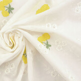 Broderie Katoen Bloem Kaylee Geel