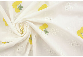 Stickerei Baumwolle Blume Kaylee Gelb