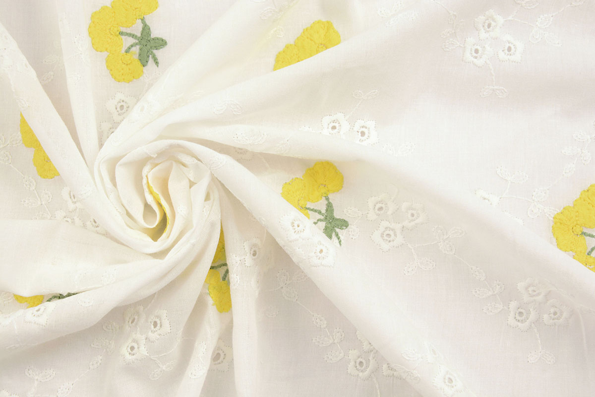 Stickerei Baumwolle Blume Kaylee Gelb