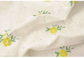 Embroidery Cotton Roses Yellow