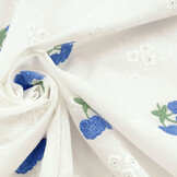 Broderie Katoen Bloem Kaylee Blauw