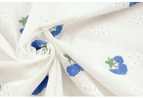 Embroidery Cotton Flower Kaylee Blue