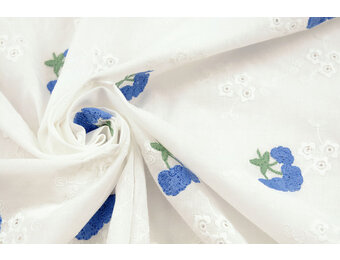 Stickerei Baumwolle Blume Kaylee Blau