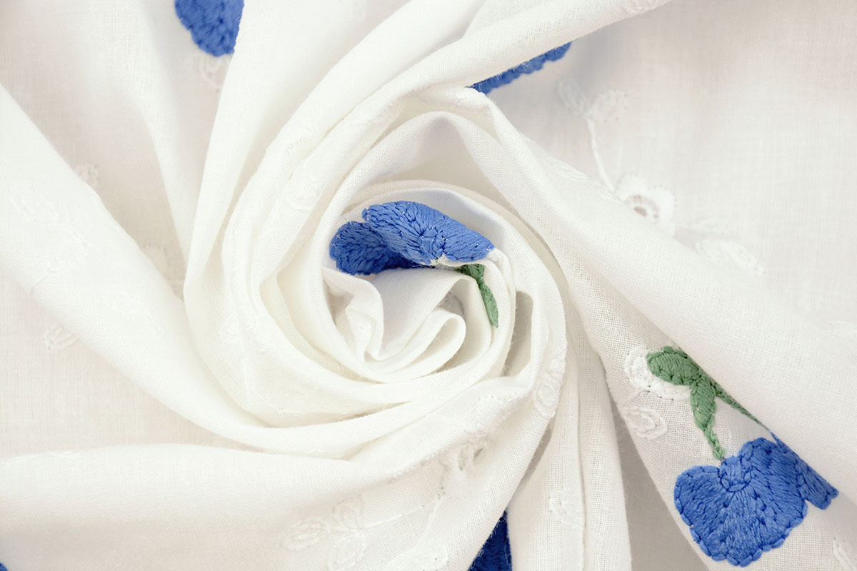 Stickerei Baumwolle Blume Kaylee Blau