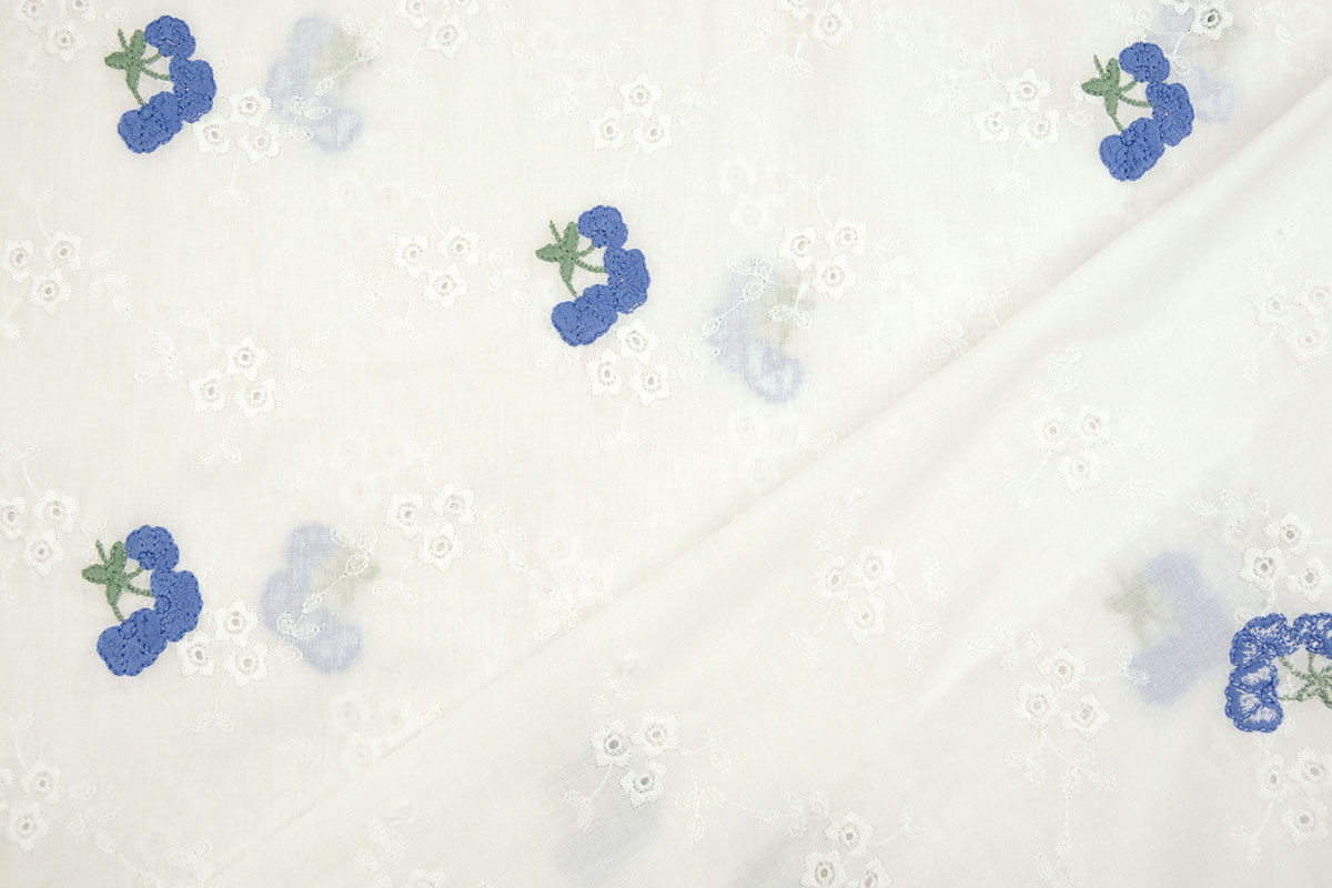 Stickerei Baumwolle Blume Kaylee Blau