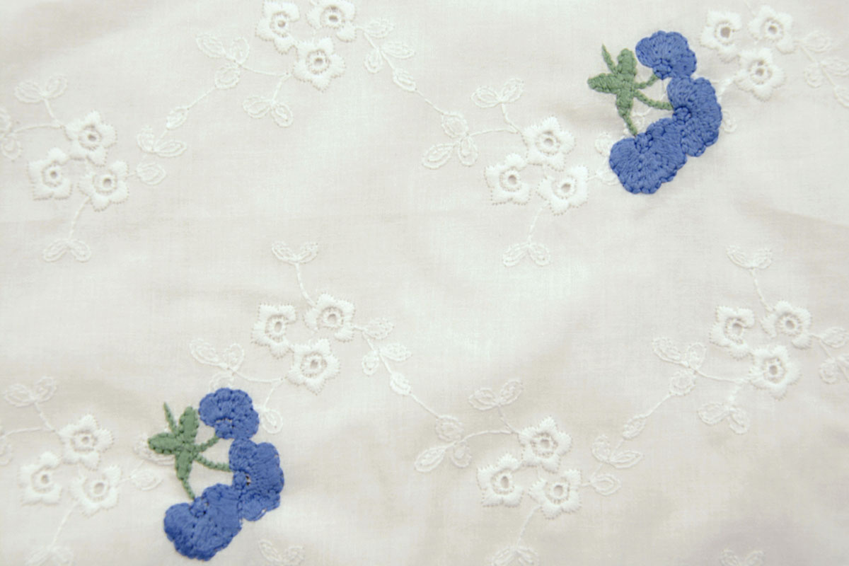 Stickerei Baumwolle Blume Kaylee Blau