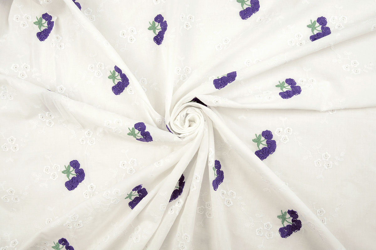 Stickerei Baumwolle Blume Kaylee Lila