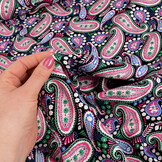 100% Viscose Yingi Paisley Black Pink