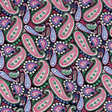 100% Viskose Yingi Paisley Schwarz Rosa