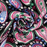 100% Viskose Yingi Paisley Schwarz Rosa
