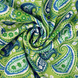 100% Viscose Yingi Paisley Green Blue