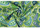 100% Viscose Yingi Paisley Green Blue