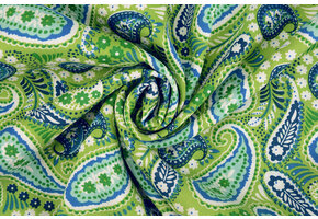 100% Viscose Yingi Paisley Groen Blauw