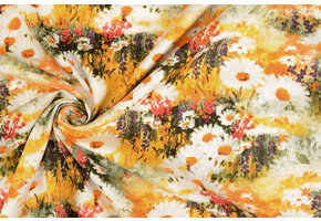 100% Viscose Daisy Geel