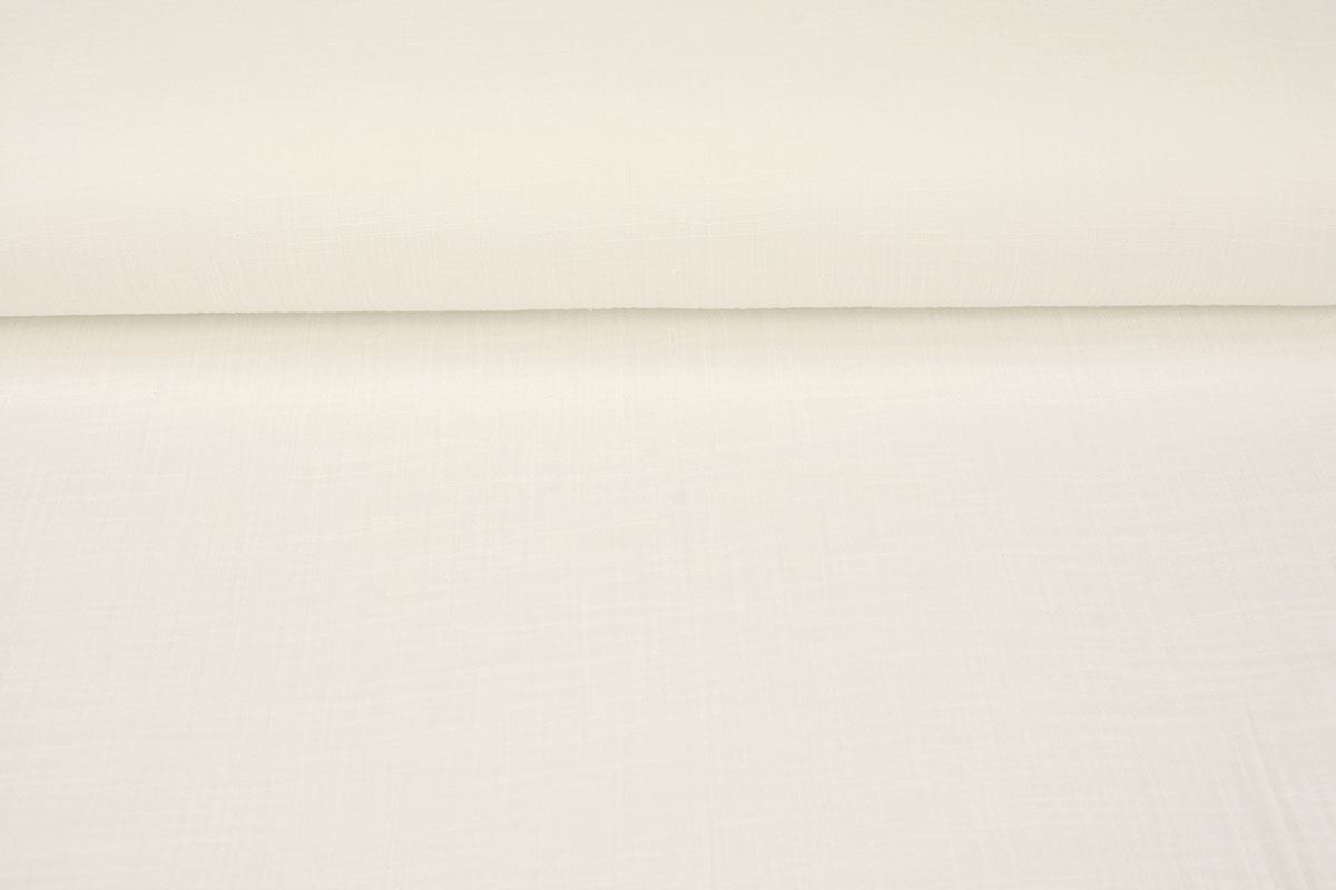 Double Gauze Fabric Linen Structure White - YES Fabrics