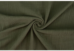 Double Gauze Fabric Linen Structure Army Green