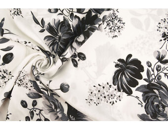 100% Viscose Yawasi Grijs Zwart