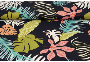 100% Viscose Multi Bladeren Marine