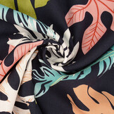 100% Viscose Multi Leaves Navy