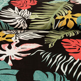 100% Viscose Multi Leaves Black