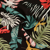 100% Viscose Multi Leaves Black